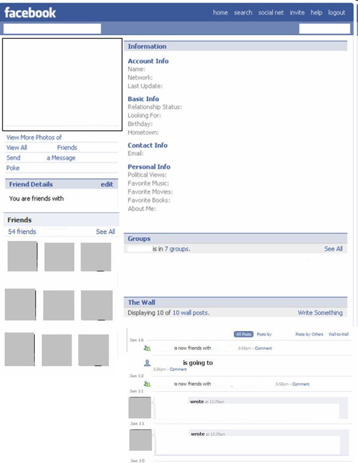 facebook profile template. I used the following template for a “blank” Facebook profile.